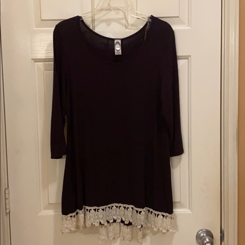 Brown Tunic top with Lace bottom